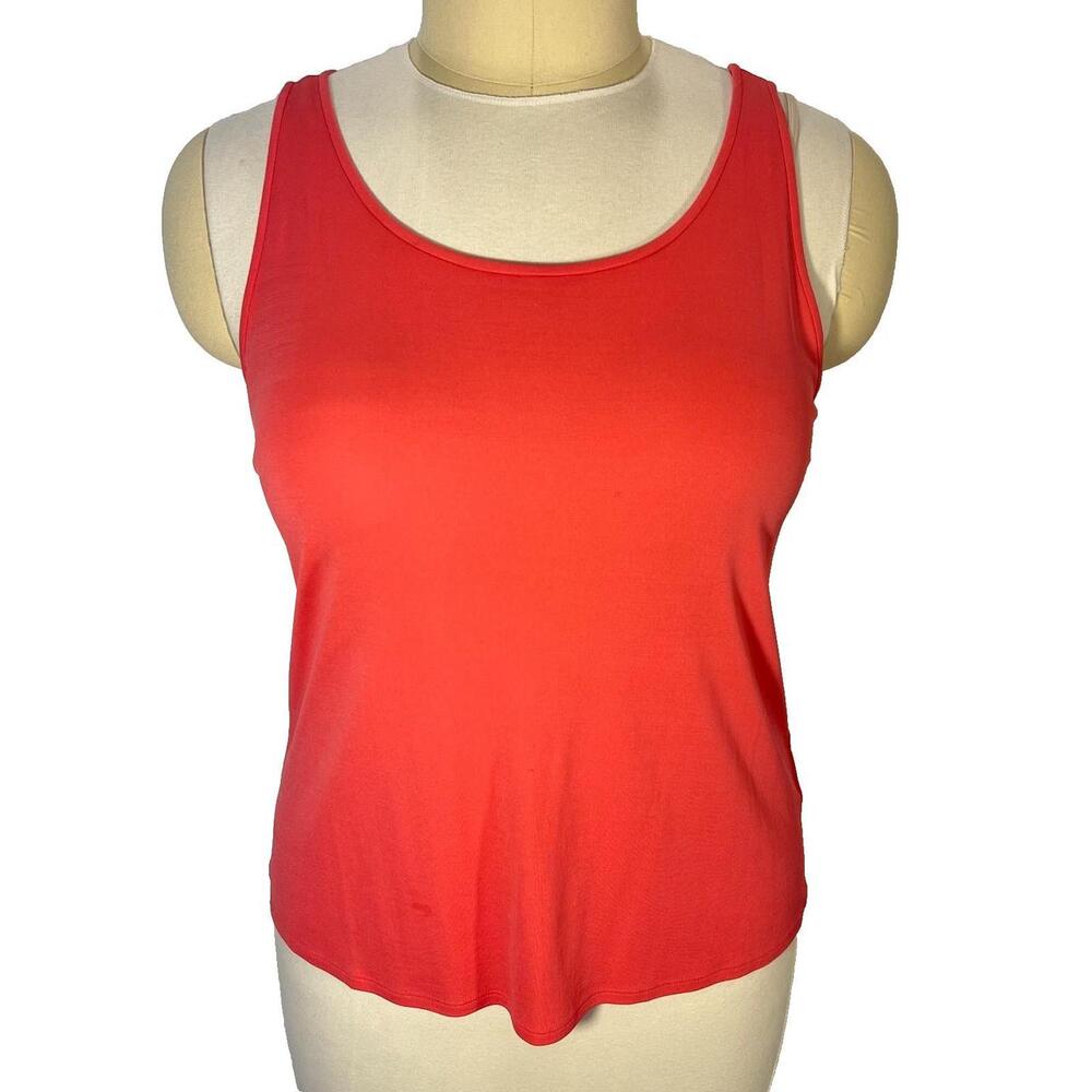 Eileen Fisher Tank Women XL Coral Silk Relaxed Scoop Sleeveless